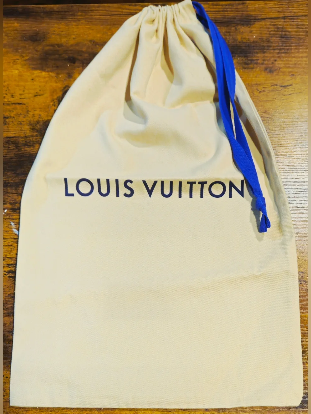 NEW Louis Vuitton Cream Dust Bag Blue Drawstring Speedy 25 30 PM Handbag Storage